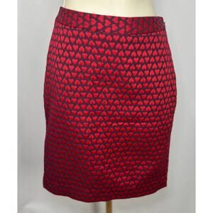 NEW The Limited Red Heart Jacquard Pencil Skirt - Size 0P - NWT